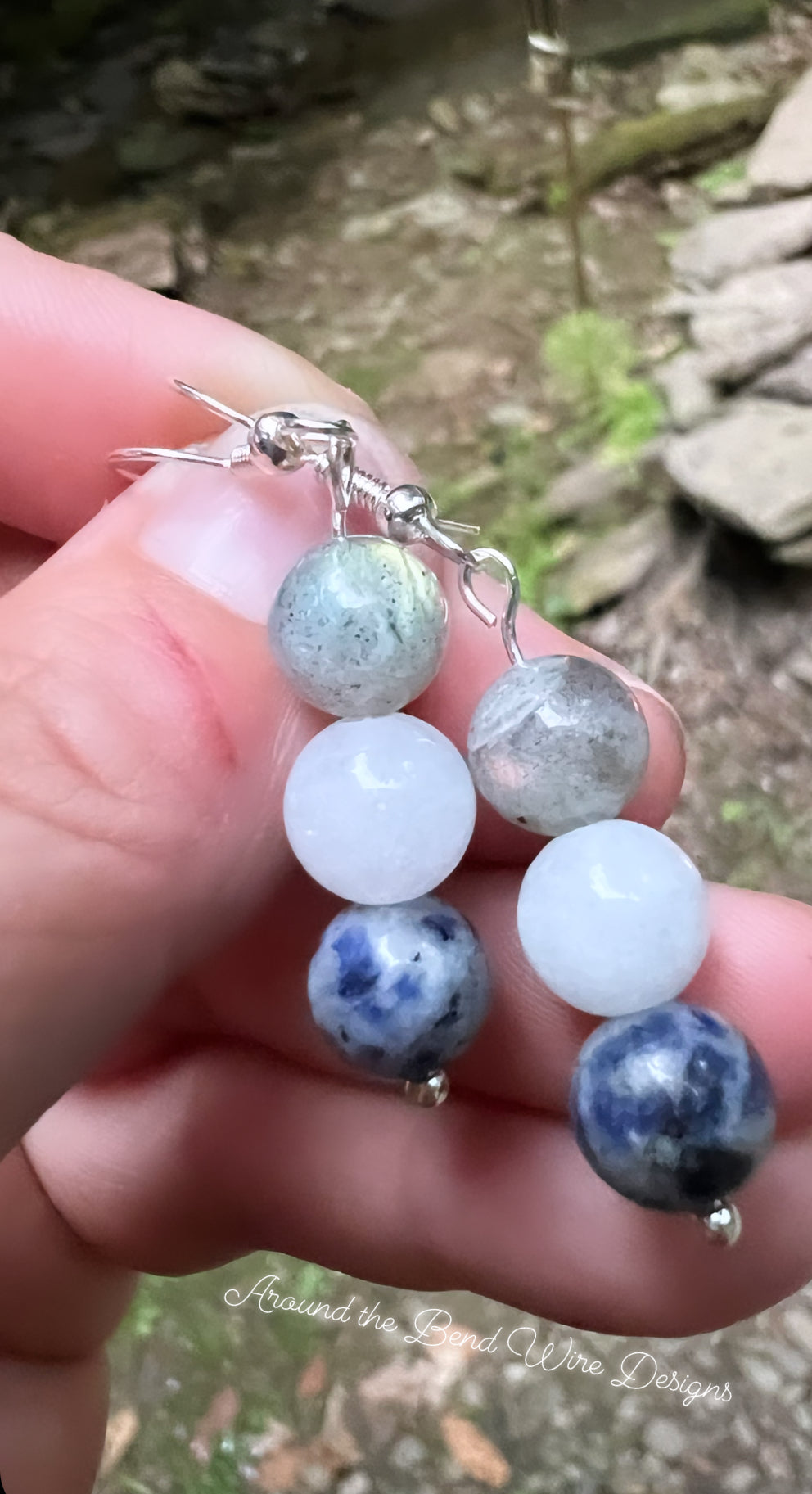 Lab and sodalite beaded earrings