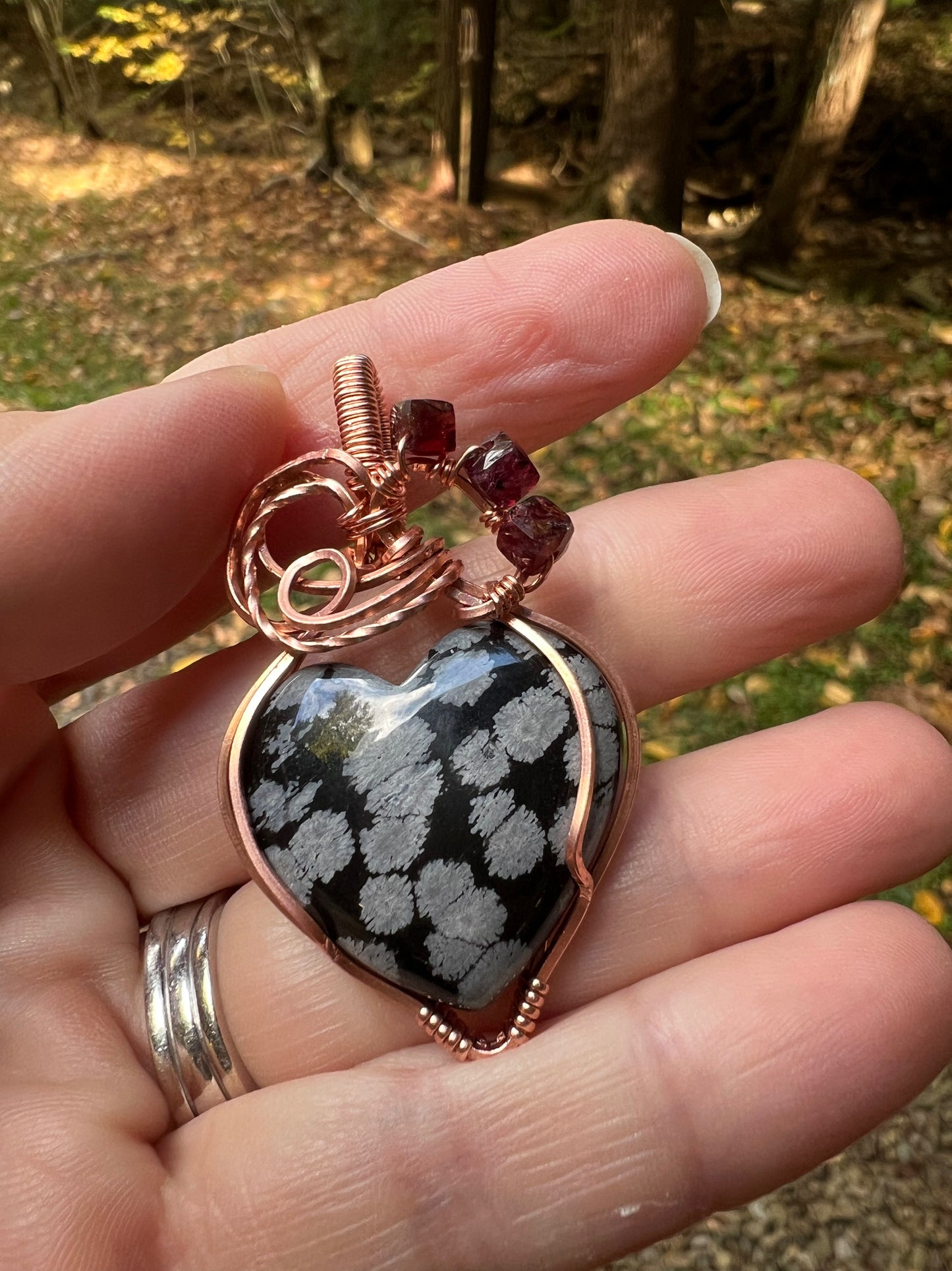 Snowflake Obsidian w/Red Garnet