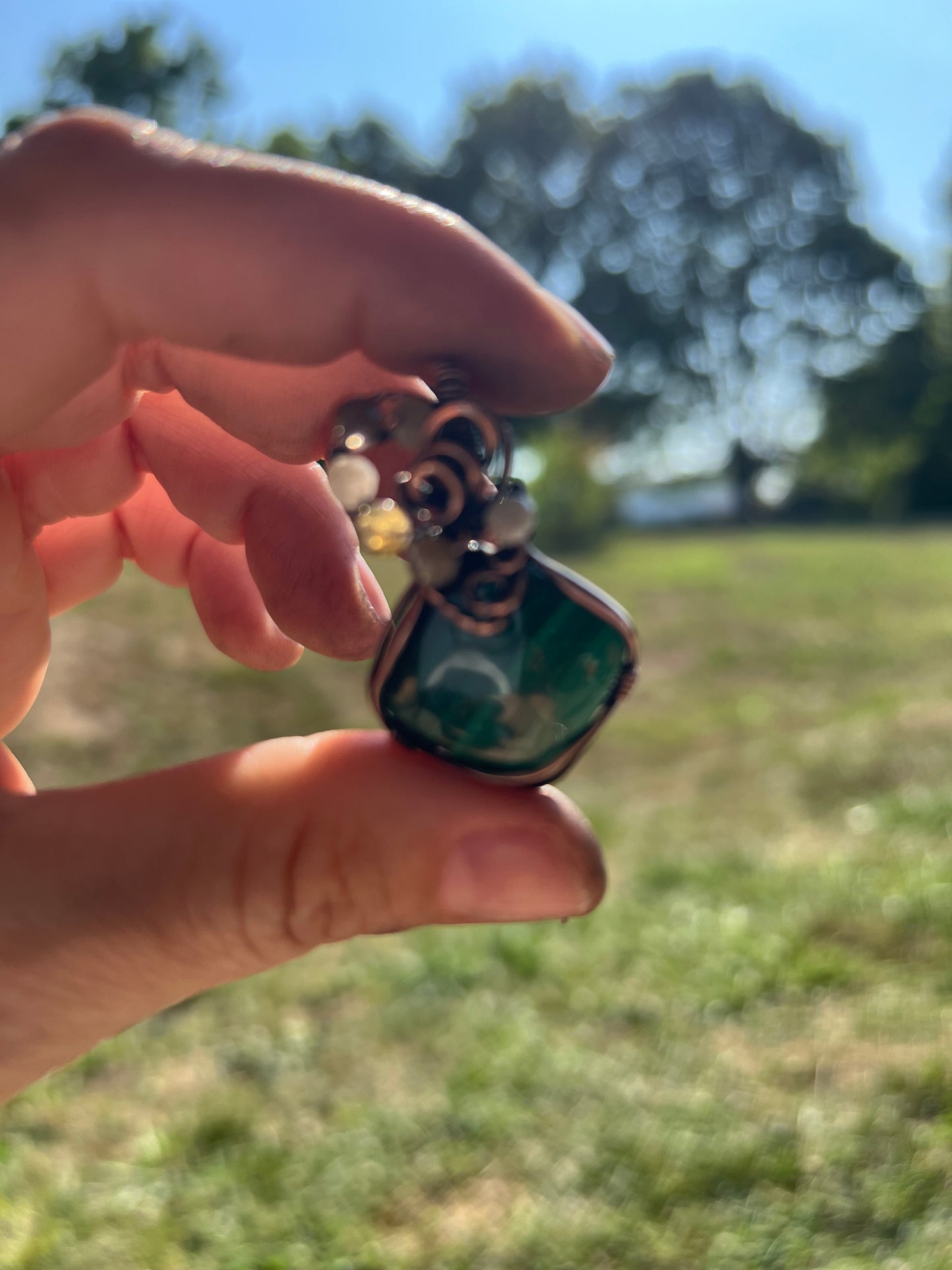 Malachite and Lab Handmade pendant