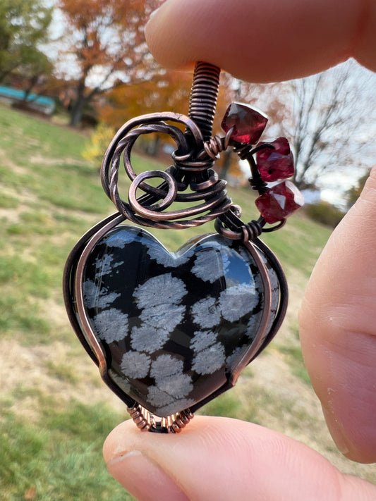 Snowflake Obsidian w/Red Garnet